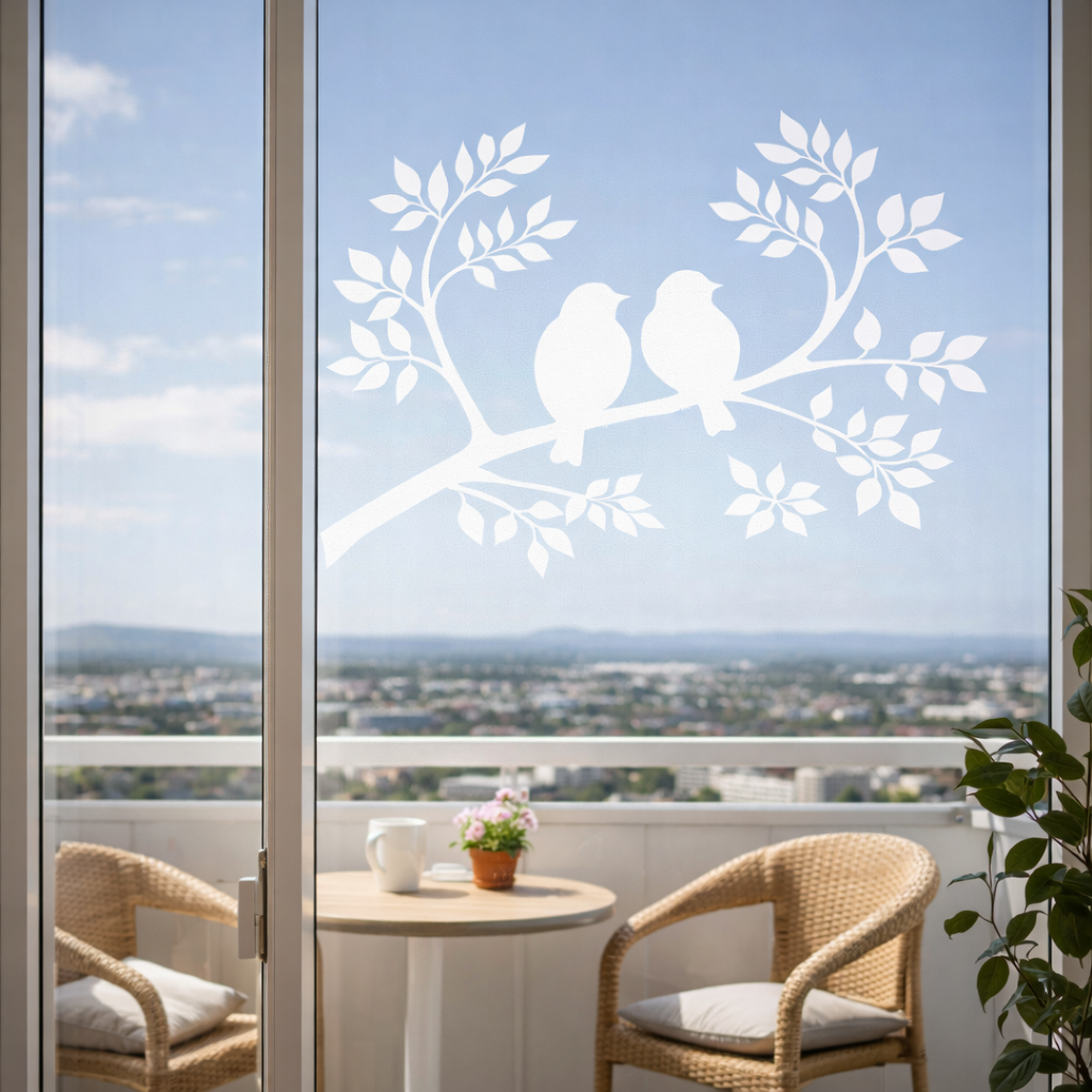 Wandtattoo Vögel auf Ast – Minimalistische Wandfolie aus Vinyl (20×30 bis 60×90 cm)