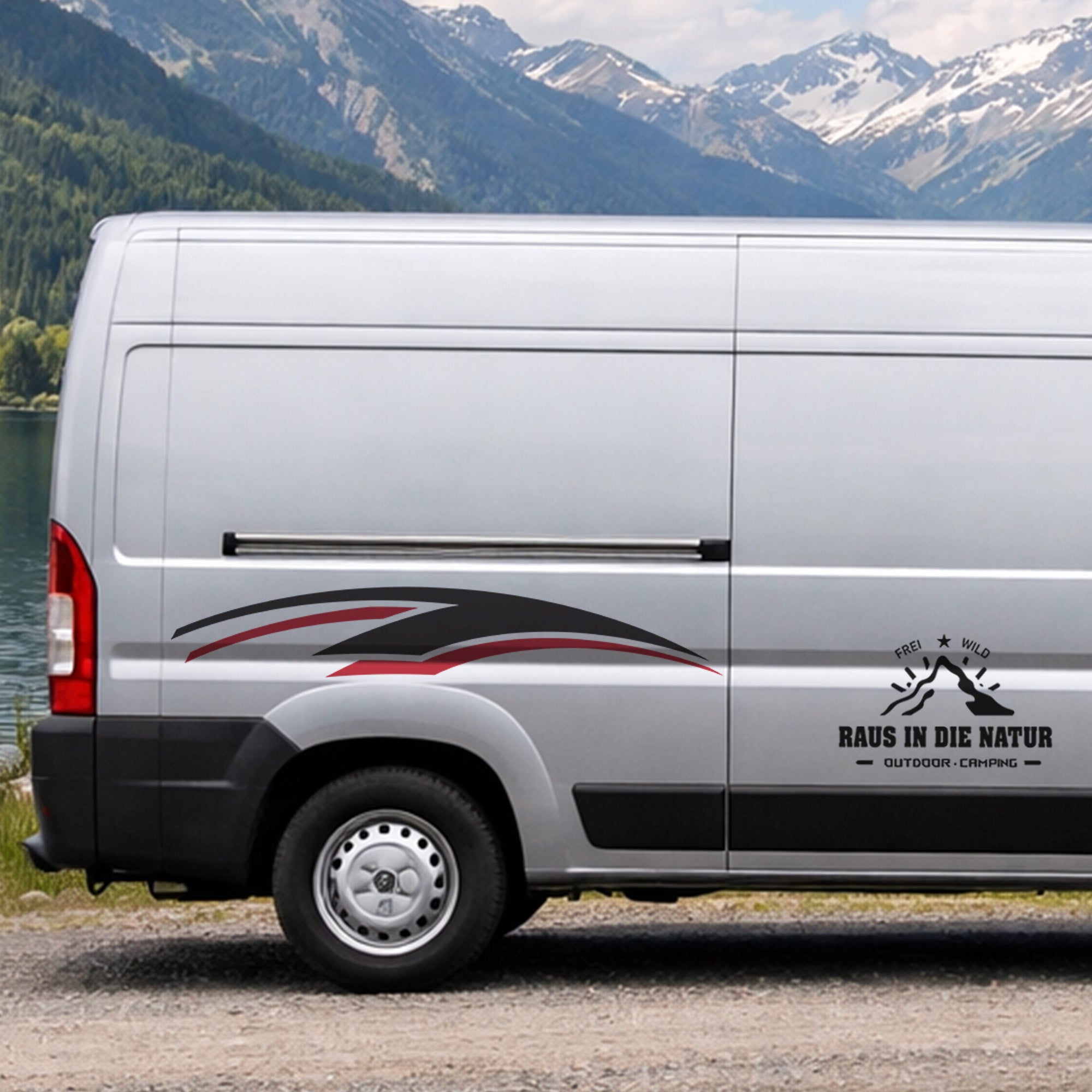 Autoaufkleber „Raus in die Natur“ – Vanlife Sticker für Camper, Van & Wohnmobil | Wetterfest & Personalisiert