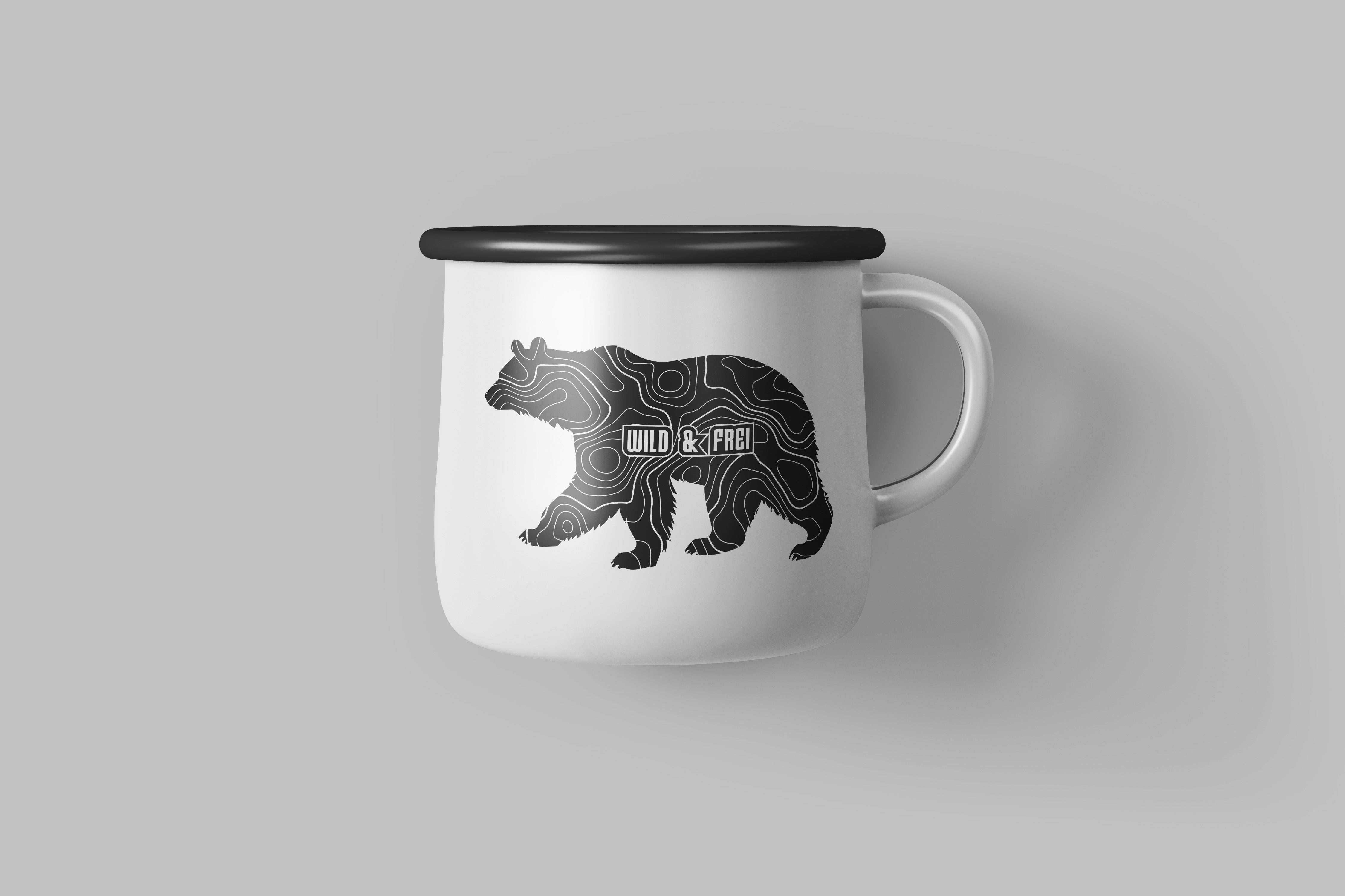 Wild & Frei Bär Autoaufkleber – Vanlife Camper Sticker mit topografischem Design – Outdoor Vinyl