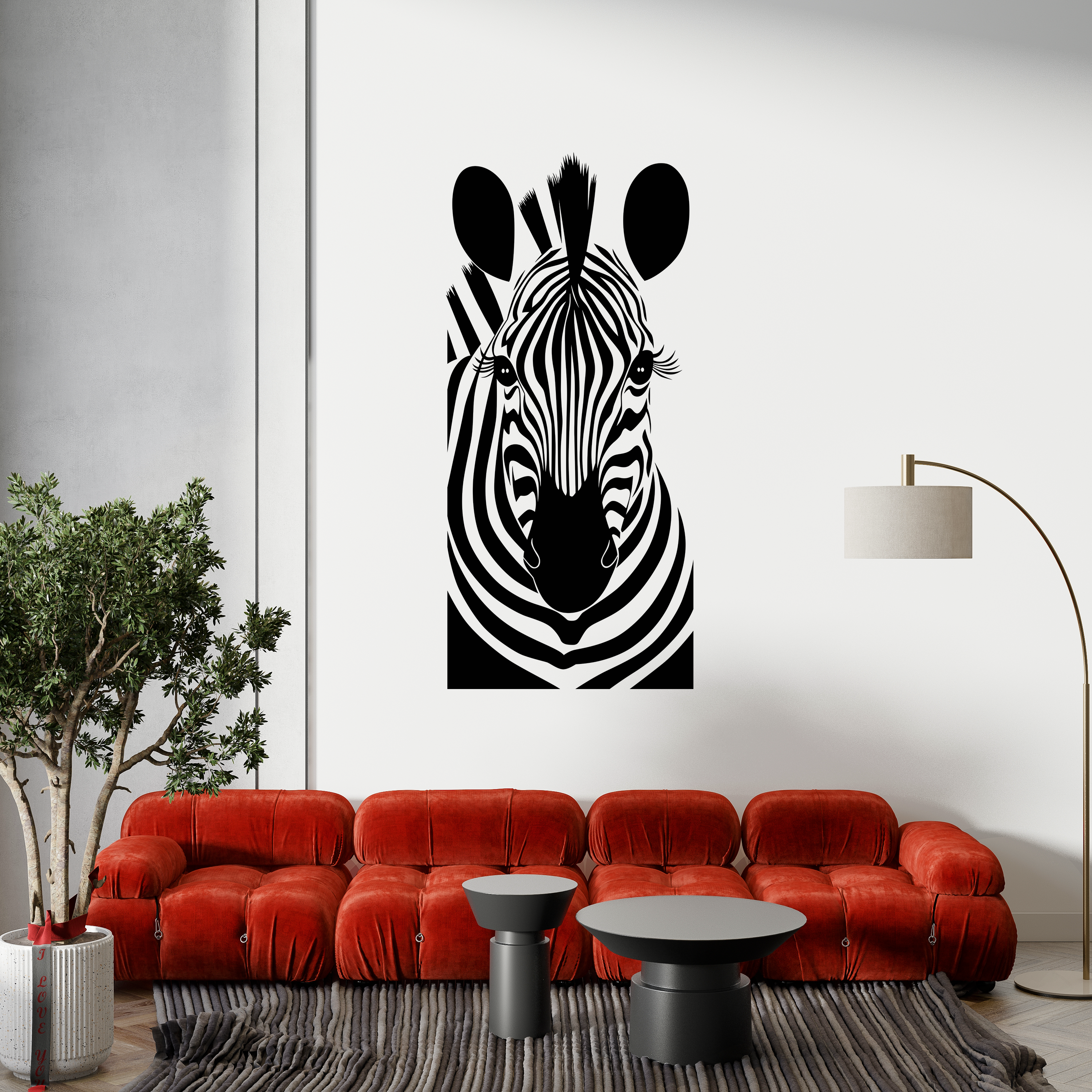 Minimalistisches Zebra Wandtattoo Schwarz Weiß – Moderne Tier Wanddeko aus Vinyl